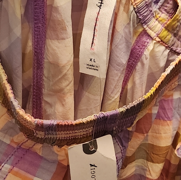 Anthropologie + Daily Practice Coming Up Midi Dress Lilac Plaid XL Boho Coquette - Picture 5 of 8